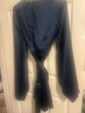 Fashion Nova Navy Blue Satin Mini Dress